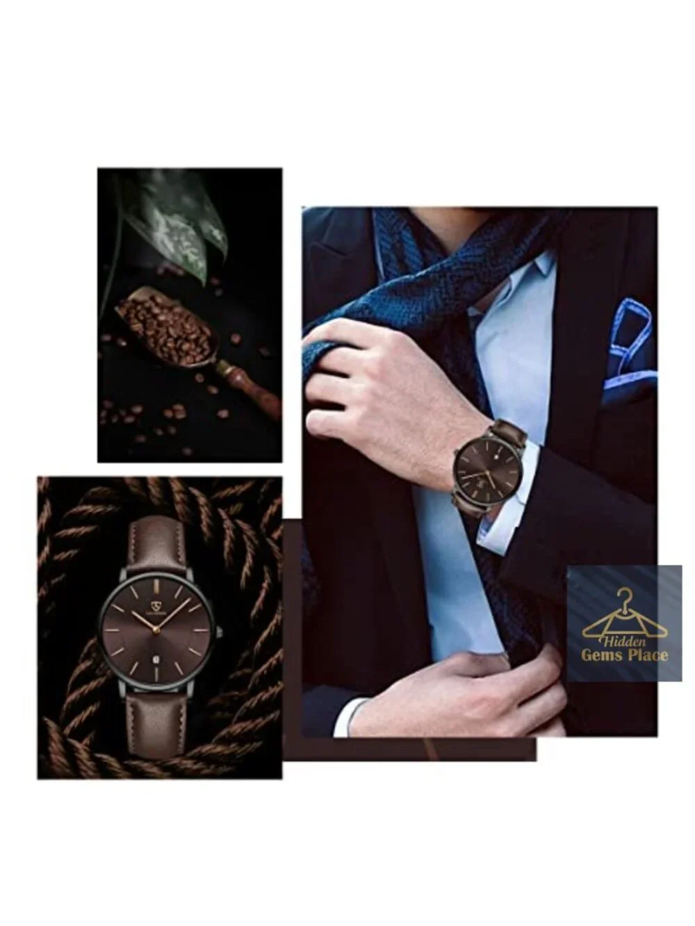 Men's Ultra-Thin Minimalist Leather Analog Date Watch